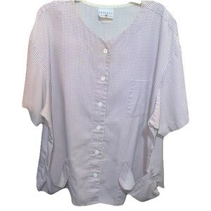 Peaches Scrub Top Medical Uniforms Checkered Button 2X